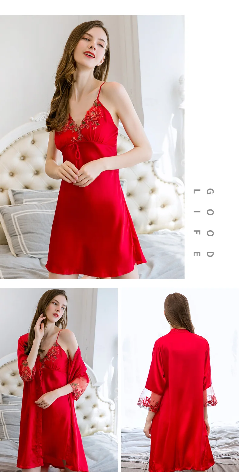 Red silk night suit | shorts silk night suit | satin short nighty