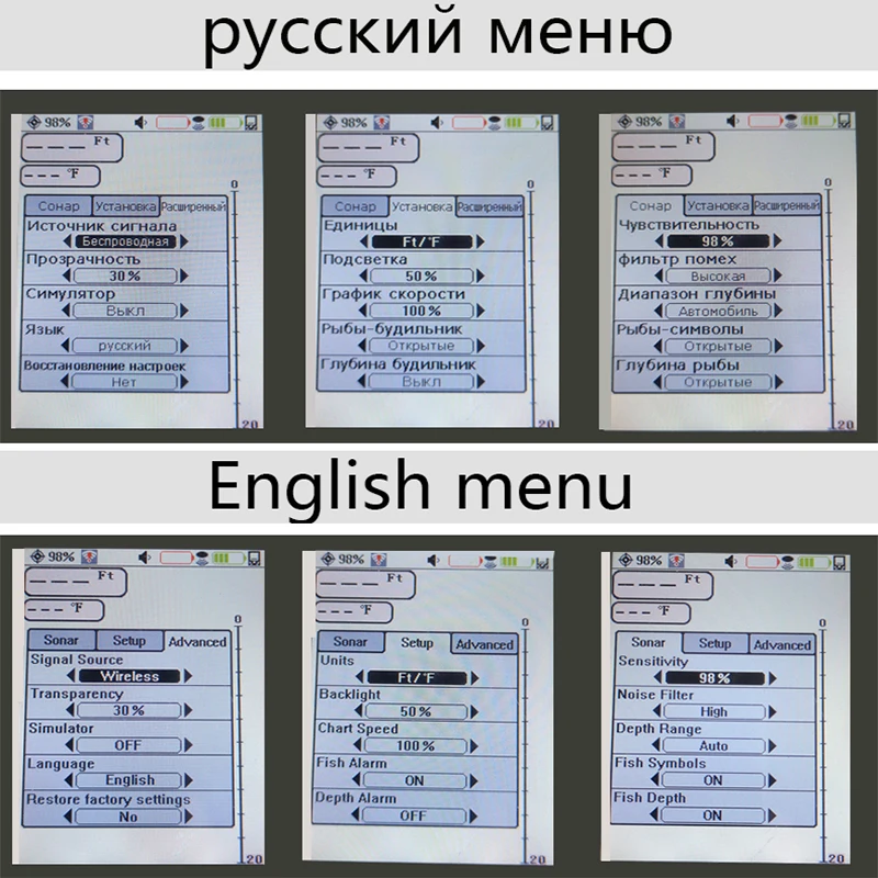 Горячая degisn провод+ беспроводной+ Приложение портативный сонар Красочный lcd рыболокатор рыболовная приманка эхолот