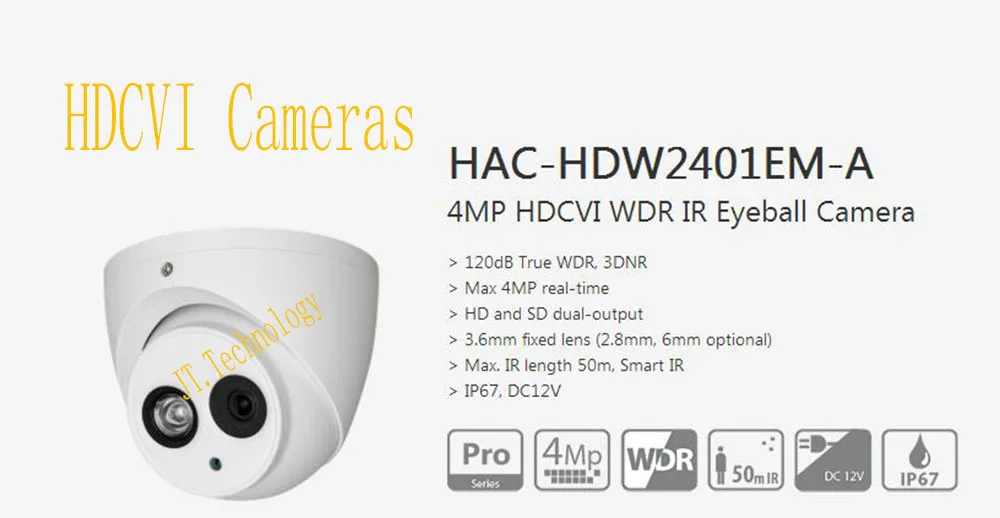 Free Shipping Original English DAHUA HAC-HDW2401EM-A 4MP HDCVI IR Eyeball Camera IP67 Without Logo CCTV Security | Безопасность и