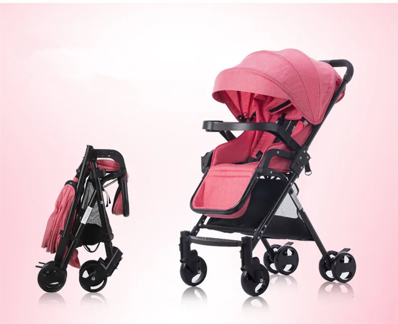 Брендовая детская коляска для автомобиля, брендовые складные коляски, детская легкая коляска, детские складные дорожные коляски, детские коляски из Китая - Цвет: pink