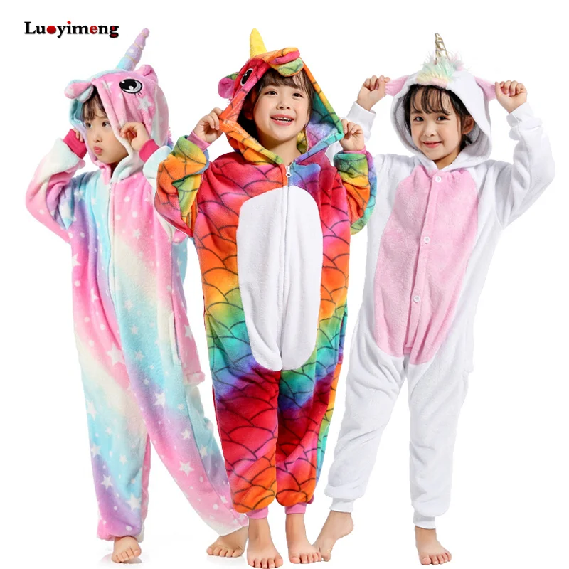 Unicorn Pajamas For Girls Star Rainbow Kugurumi Onesie Kids Animal Panda Pijamas Boys Costume Children Pyjamas Baby Sleepwear