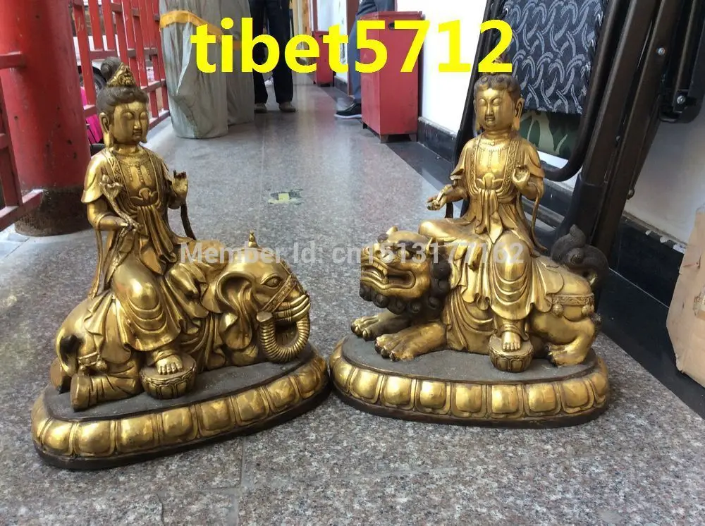 

Tibetan Buddhist bronze MANJUSHRI Vishvabhadra 2 buddha statue 47 cm tall Garden Decoration Bronze Finish Buddha Healing statue