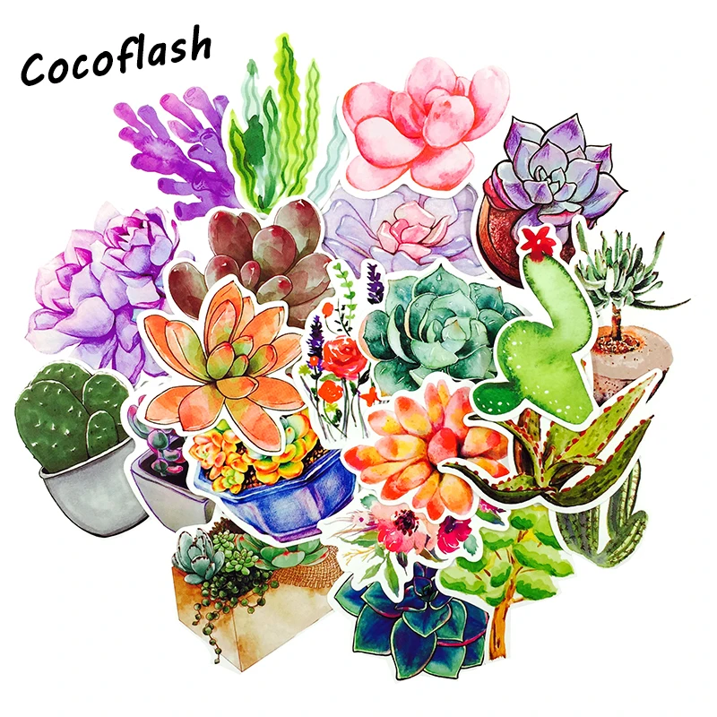 New 70PCS Cute Succulent Plants DIY Sticker For Stationery Car Laptop Notebook Luggage Decal Fridge Skateboard  Gifts For Kids