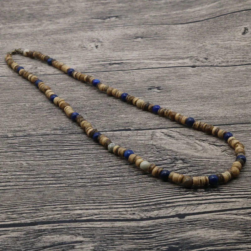 2018 Vintage Tribal Jewelry Men Beaded Necklace Lapis Lazuli Coconut Shell Necklace For Men Best Friend Gift For Him AU-01 - Image 3