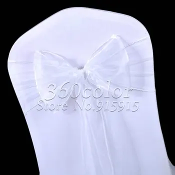 

100PCS White Sheer Organza Chair Sashes Bow Cover Wedding party Decoration