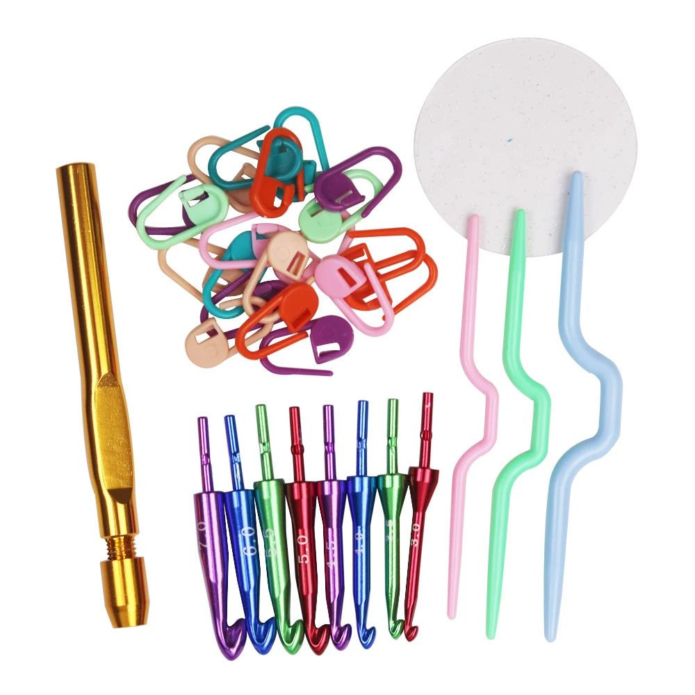 

Aluminum Change Head Detachable Crochet Hook Knitting Needle Ring Set DIY Tools Accessories