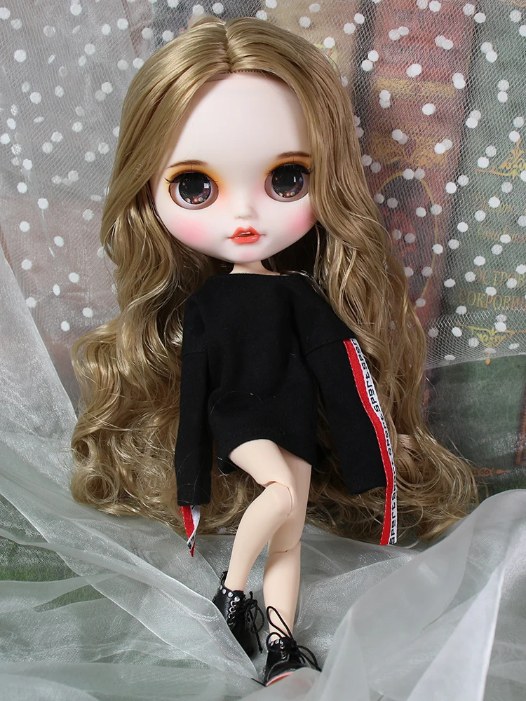 ICY blyth кукла матовое лицо белая кожа золотые кудри волосы костюм куклы с зубами губы брови 30 см DIY BJD SD подарок