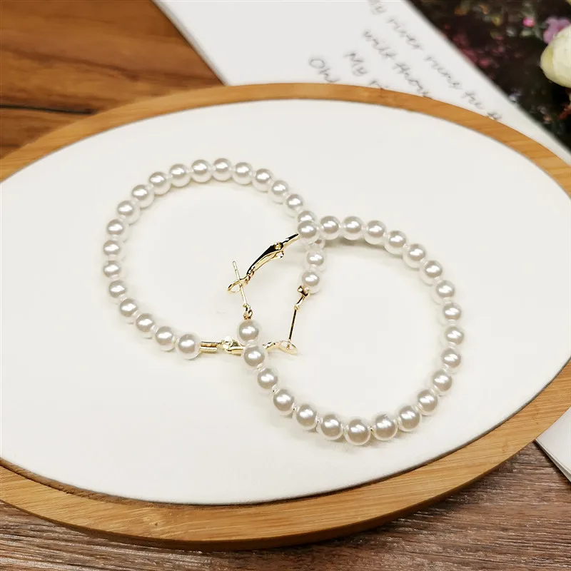 Новые модные классические металлические круглые женские серьги-кольца с крестиком, корейские простые круглые жемчужные серьги для женщин, ювелирные изделия