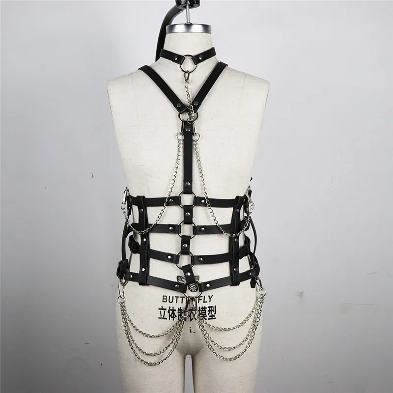 Сексуальный женский ремень в стиле панк-рок, колье с воротником-хомутом, готический кожаный ремень, корсет для связывания, корсет, скульптурный пояс для груди, пояс для тела