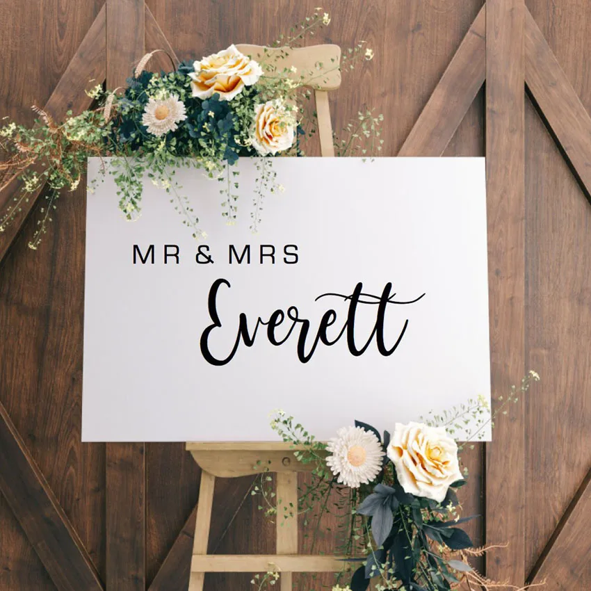 

Custom Wall Vinyl Stickers Mural For Weddings Wedding Signs Chalkboard Mirrors Simple Personalized Names and Date Decal N008