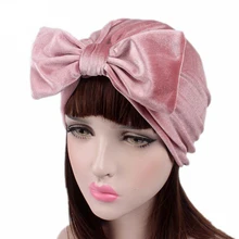 Для женщин обувь для девочек в стиле ретро с бантом капот Модные женские элегантные ботинки Nobel; бархат кораллового цвета; головные уборы Skullies Beanies Хемо девочка шляпа сна шапка-тюрбан