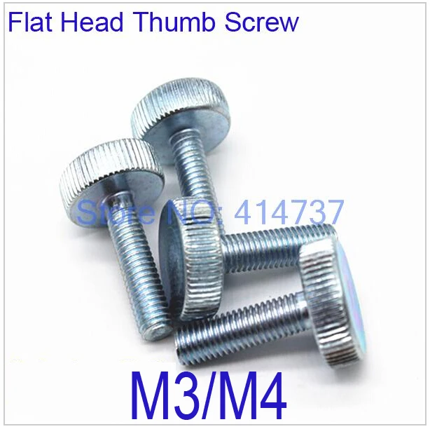 

100 Pcs/Lot M3/M4 Flat Head Thumb Screw /Round Head Knurling Hand Twist Screw/Hand Tighten Screws Length 6mm--35mm