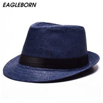 

EAGLEBORN Straw Cap Man Women Formal Jazz Caps Male Panama Hats Beach Sun Hat Man Trendy Cowboy Dance Fedora hat Casquette
