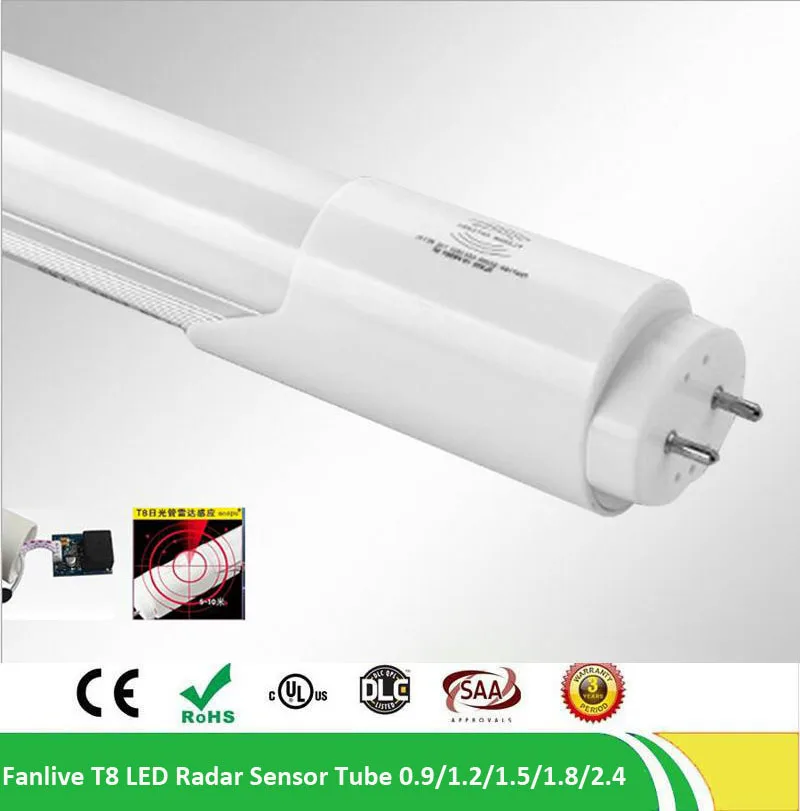 25 шт./лот 4 фута CE LED T8 PIR трубка освещения G13 2 контакта AC85-265V 18W 96 светодиодов