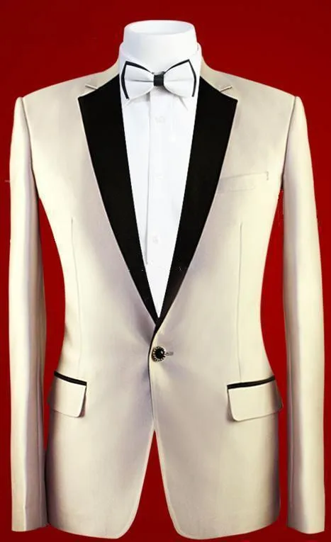 2015 Custom made men suit, tuxedos suits for men BESPOKE Champagne tuxedo groom wedding suits notch lapel (jacket+pants)