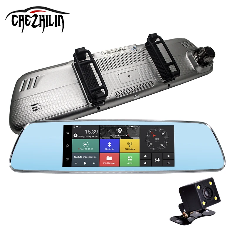 3 г WCDMA 7 дюймов автомобиля Камера DVR Bluetooth FM WI-FI Двойной объектив Smart зеркалом
