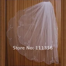 Белая слоновая кость, Фата для невесты, закругленный край, жемчужные блестки, свадебная фата с гребнем для невесты