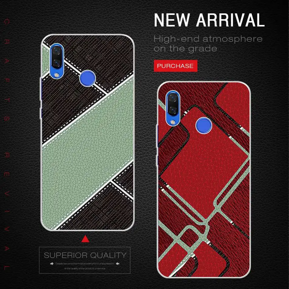 For Huawei Nova 3i Silicone Imitation Leather Geometric figure Case Y9 2018 Coque |