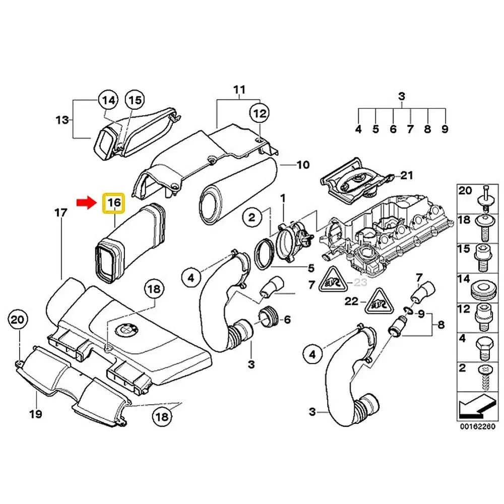 Serie E90 E90 320D 318D 7795284 13717795284 White skin Tubo flessibile di aspirazione dell/'aria del motore dell/'automobile for BMW 3 Color : Black