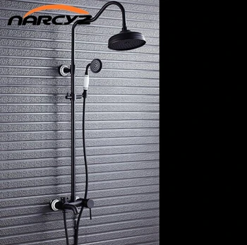 

Black copper shower with shower set Full copper retro European shower with shower sprinkler faucet XT308