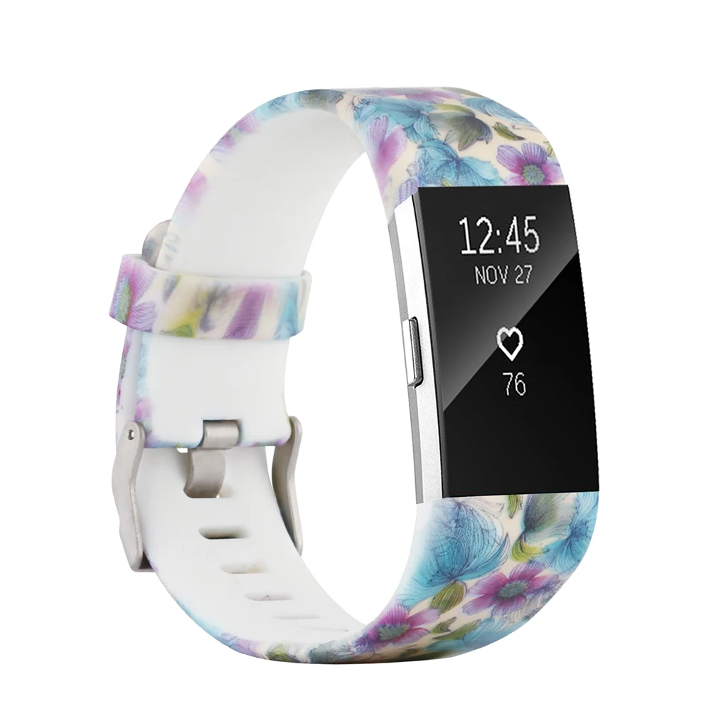 Baaletc замена полосы для FitBit Charge 2 Силиконовые в форме цветка узор для браслета FitBit Charge 2 ремни наручные браслет