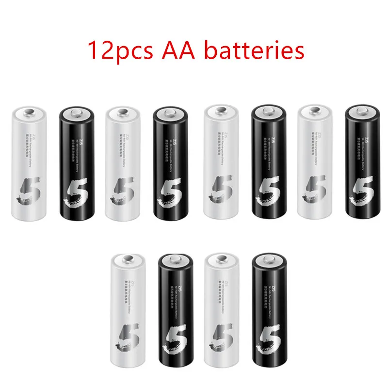 12pcs AA batteries Распродажа 4 шт./лот Xiaomi ZMI ZI7 ZI5 AAA AA 700mAh 1800 mAh перезаряжаемый Ni-MH аккумулятор power Bank Аккумулятор mihome H30 - Цвет: 12pcs AA batteries