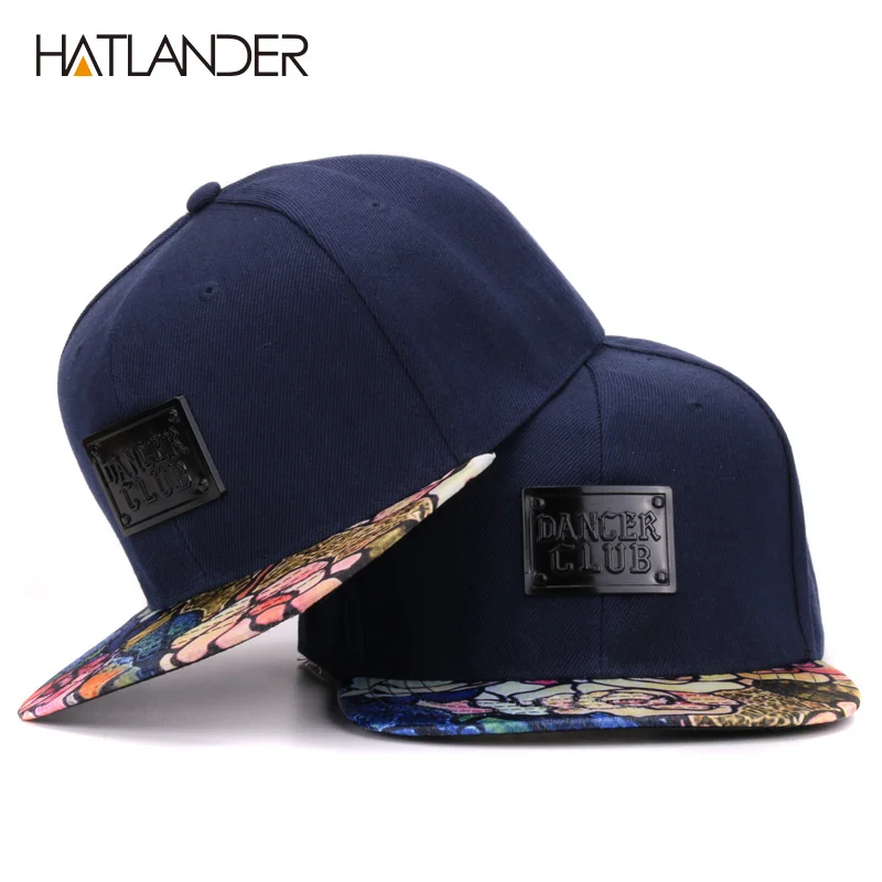 

Hatlander floral flat frim baseball caps Bboy Dancer hip hop hats cool Rapper cap Adjustable 6panel navy snapback caps men women