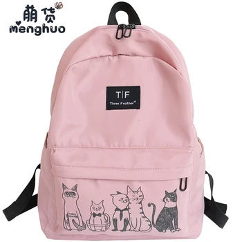 

MENGHUO Lovely Cat Printing Women Backpack Female Rucksack School Backpack For Girls Boys Teenagers Student Bag Travel Mochilas