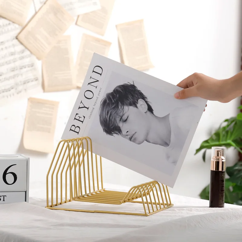 Iron Storage Racks Newspapers Holder Bookshelf Office Decor Book