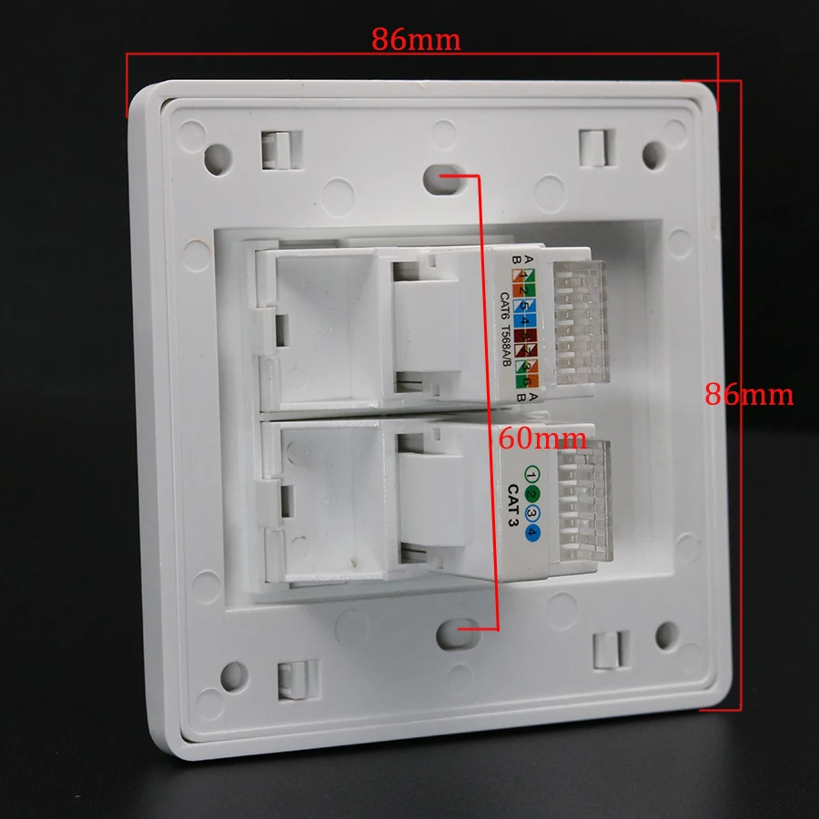 Xintylink rj11 rj45 гнездо модульный cat5e cat6 2 порта Keystone настенная Передняя панель без инструментов Телефонная настенная розетка панель 86 мм