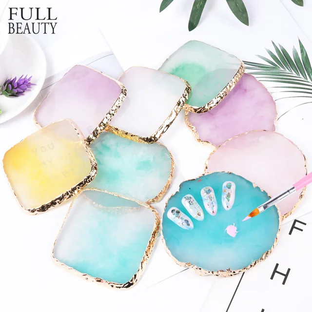 $US $3.67  Resin Nail Colorful Palette Dish Gold Edge Polish Pigment Nail Display Stand Tips Holder