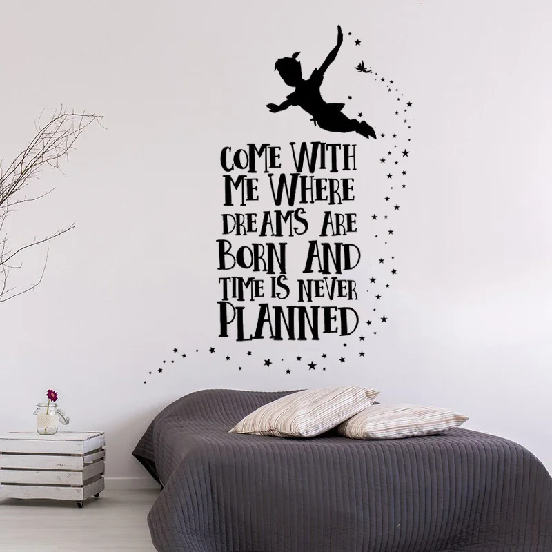 Boys Kids Children Bedroom Decoration Vinyl Art Design Poster Mural Inspired by Peter Pan quotes Home Decor Decals LY1635 | Дом и сад