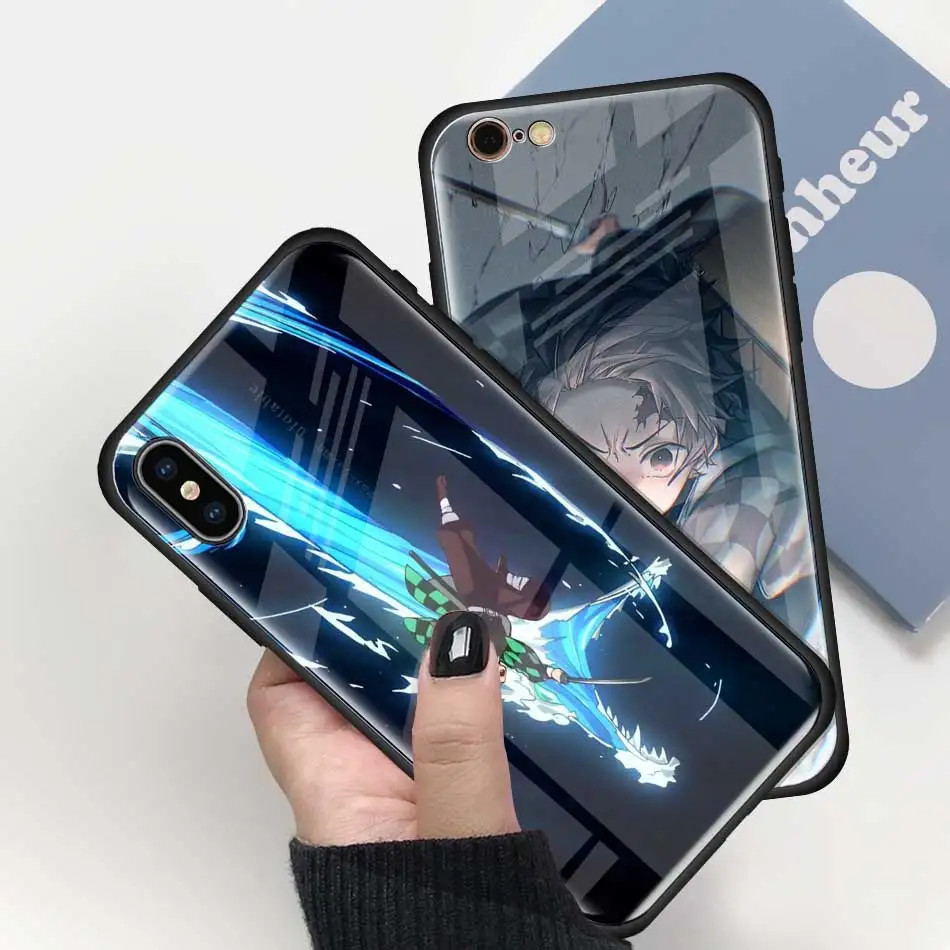 Anime Demon Slayer Kimetsu no Yaiba Tempered Glass Case for Apple iPhone XR 7 8 6 6S Plus 11 Pro X XS MAX Soft Edg Phone Cover