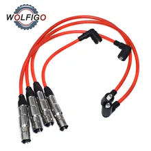 Wolfigo 4 шт 8 мм провод к свече зажигания комплект подходит для VW Beetle Golf GTI Jetta 2.0L 27588 57041 QW1402 VWC035 09487 6714125 1756203