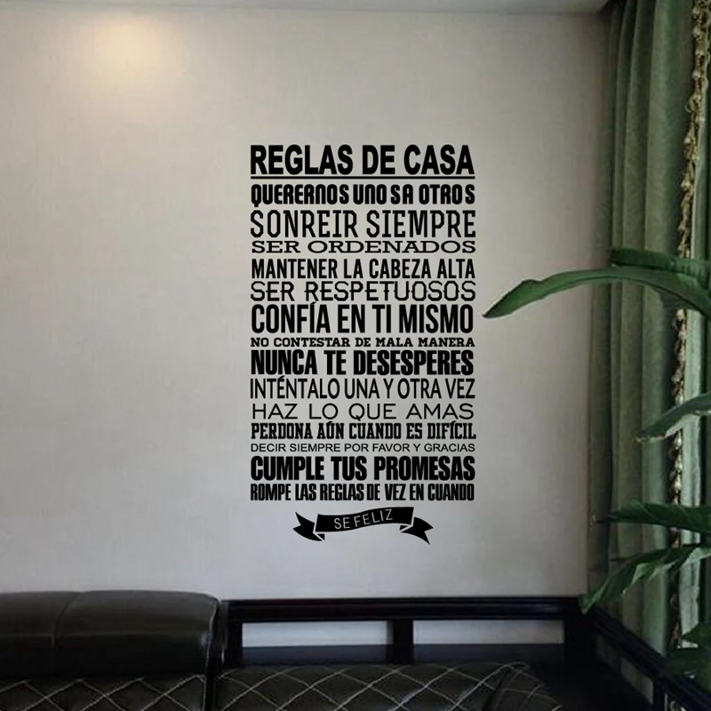 

Spanish House Rules Wall Decals ,Spanish Version Vinyl Wall Sticker Family Quotes House Decor Free Shipping