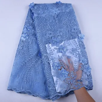 

African Lace Fabric 2019 Nigerian Stones And Beads Lace Fabric High Quality French Embroidered Tulle Lace Fabric A1579