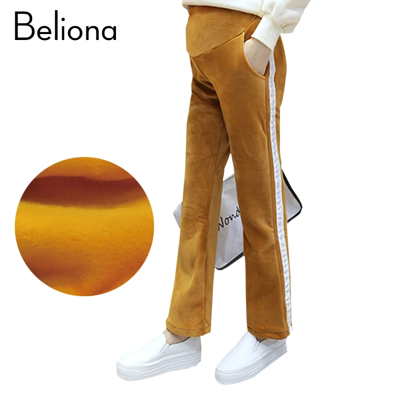 Black Caramel Color Maternity Winter Pants for Pregnant Women Plus Size