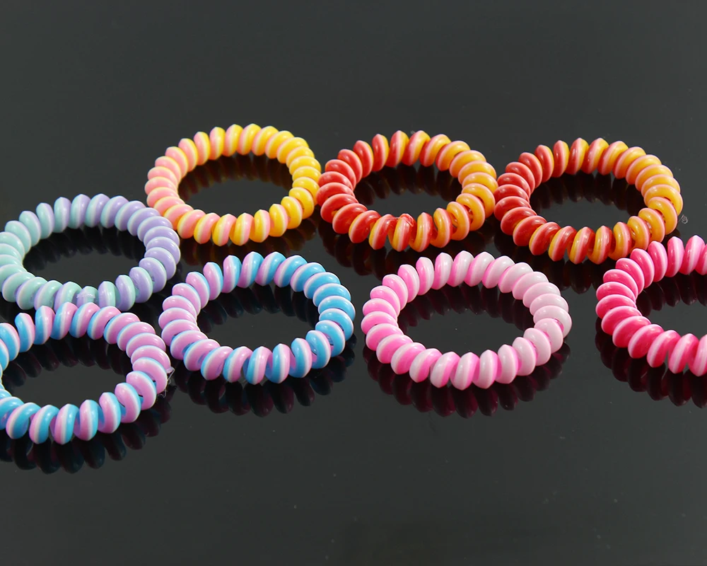 حار بيع Scrunchies سلك الهاتف اللثة للسيدات مرونة رباط شعر حبل الحلوى الملونة سوار كبير حجم Scrunchy