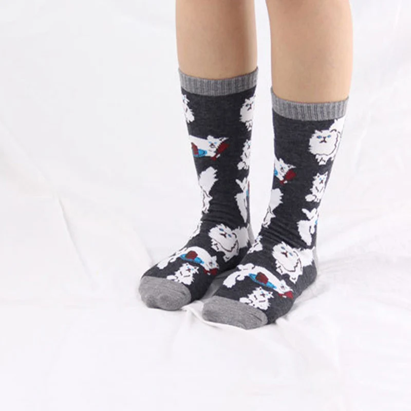 Модные женские носки из чесаного хлопка с забавными героями мультфильмов, Милые Носки с рисунком ананаса, Чили, утка, кошка, животные, цветные носки для мягких теплых рождественских подарков