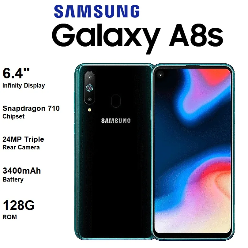 

New Samsung Galaxy A8s 6.4" Infinity Display G8870 3400mAh Battery 24MP Triple Rear Camera Snapdragon 710 128G Android Mobile MI