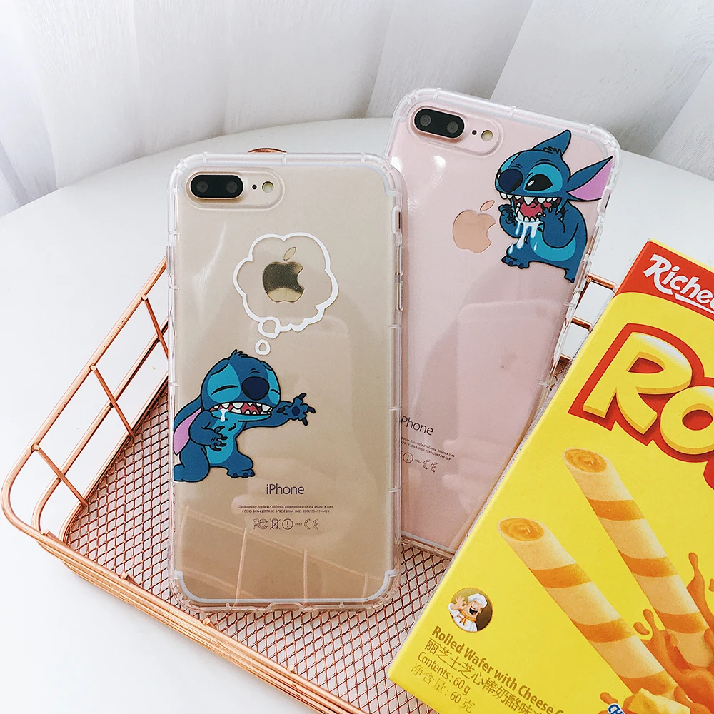 

Stich Eat Cartoon Pattern TPU Transparent Phone Case for iphone 7 7Plus 8 Plus For iPhone 6s 6 Soft Cover for iphone X XS