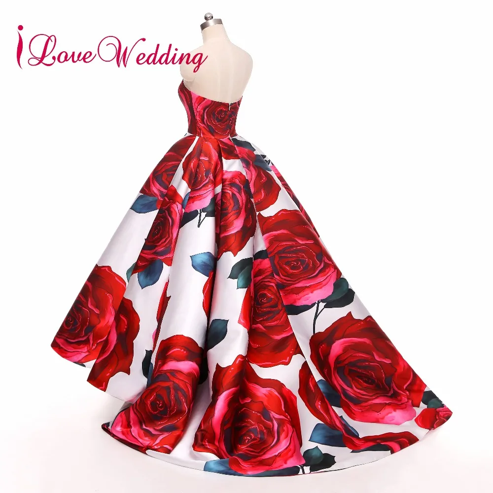 ILoveWedding вечернее платье без бретелек Hi-low Robe De Soiree цветочный принт официальное длинное праздничное длинное платье Настоящее фото