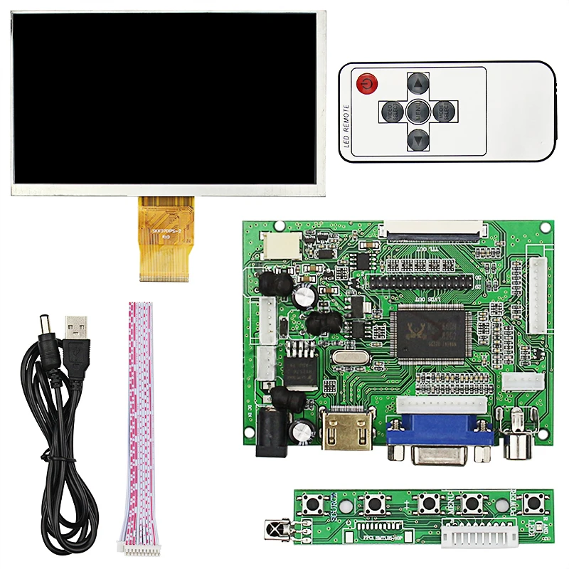 7 inch monitor 1204x600 HDMI VGA input board+panel+case