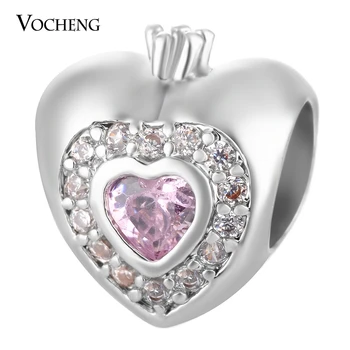 

20PCS/lot Wholesale CZ Stone Heart Charms Beads Copper Material Jewelry Findings 2 Colors Valentine's Day Gift Vn-1651*20