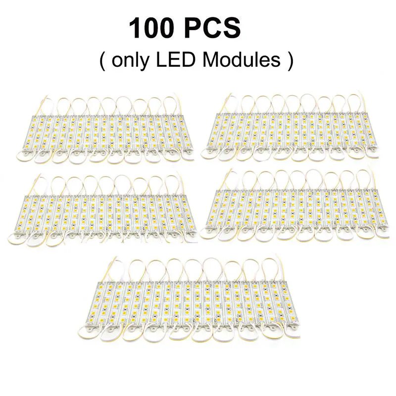 100PCS only module Суперяркий SMD 5054 светодиодный модуль 6 светодиодный s DC12V водонепроницаемый магазин оконные светильники Светодиодный модуль рекламы огни(теплый белый - Цвет: 100PCS only module