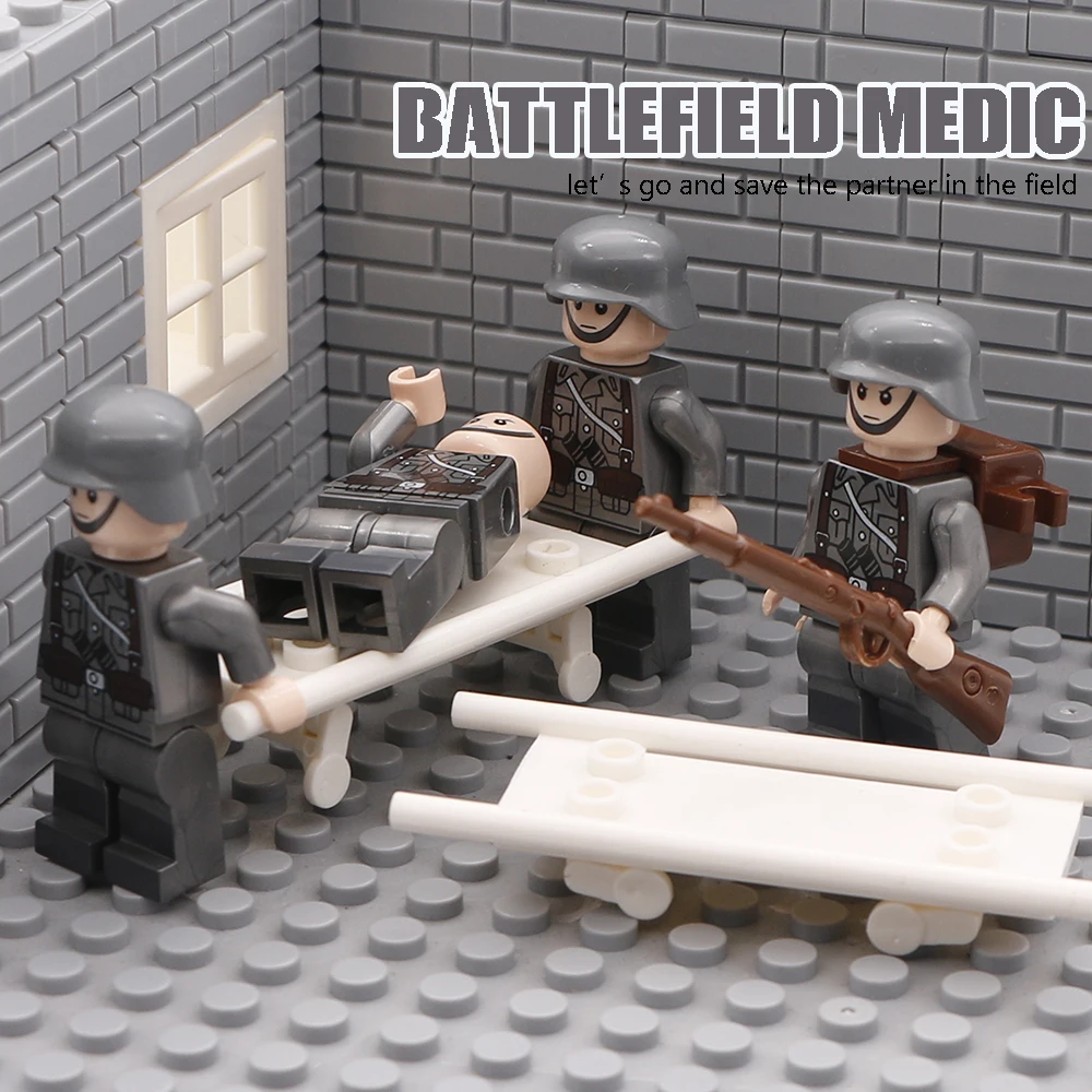 

Military Medic Soldier Building Blocks WW2 Army Weapon Pack Accessories Stretcher Medical Kit Compatible MOC Brick Children Toys