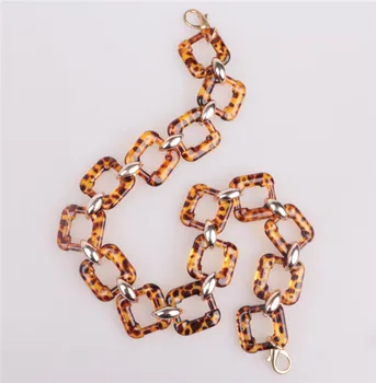 

Tortoiseshell color Resin Chains Acrylic Plastic Chain With Metal Ring Shoulder Strap Bag Obag Handle Coin Purse Frame Bag Chain