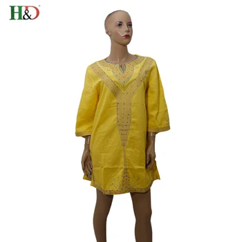 

H&D African linen dress for women tops Cotton 100% Gele Georges Kaftan Lady embroidery traditional african clothing bazin riche