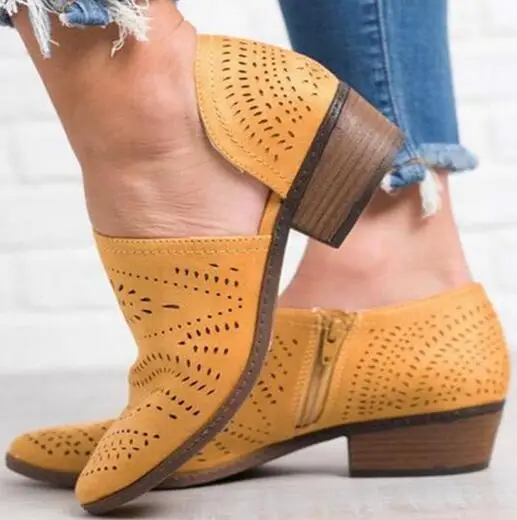 

women sandals summer zapatos mujer chunky low heels pumps shoes woman cut out vintage ladies female gladiator footwear