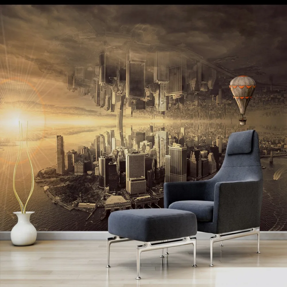 

Free Shipping Custom 3d Mural Dream City Living room Sofa Backdrop Wallpaper City Wallpaper House Wallpaper Designs